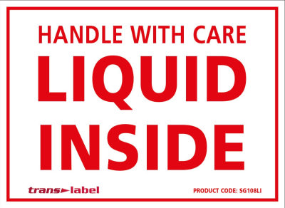Transpal Handle With Care Liquid Inside Labels